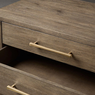 Modern Solid Oak Nightstand 2 Drawer – Minimalist Wood Bedside Table with Storage for Bedroom