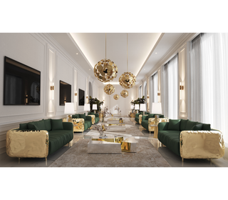 Luxury Imperfect Sculptural Sofa with Hammered Brass Frame & Artistic Design