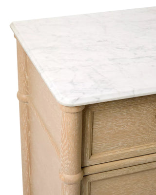 Marble Top Buffet Sideboard, 75" Oak Carrara Brass Pulls
