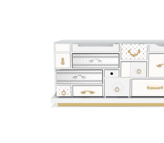 Luxury Modern TV Stand Cabinet with Geometric Design & Hidden Storage