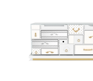 Luxury Modern TV Stand Cabinet with Geometric Design & Hidden Storage