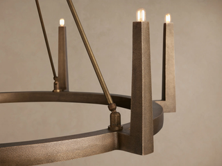 Modern Textured Cast Brass Round Chandelier