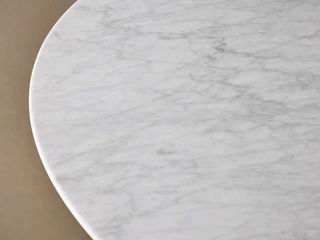 Saint Germain Round Marble Top Dining Table with Wood Toulouse Base