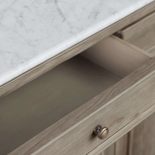 Kensington Marble Top Sideboard Pine Buffet Storage Cabinet Wood Living Room Cabinet