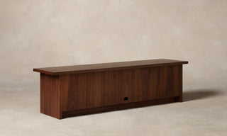 86" Leather Console, White Oak or Walnut Media Cabinet