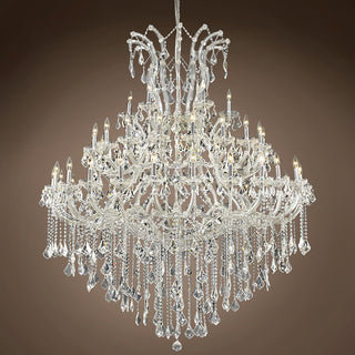 48 Lights Big Maria Theresa Chandelier 59X71 Inch Chrome Crystal Chandelier for Living Room