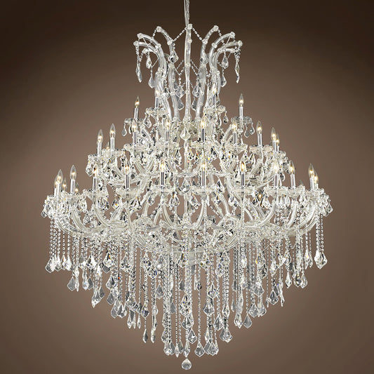 48 Lights Big Maria Theresa Chandelier 59X71 Inch Chrome Crystal Chandelier for Living Room