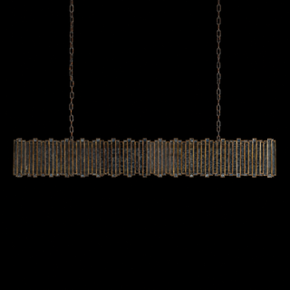 Moroccan-Inspired Antiqued Mirrored Glass Rectangular Chandelier