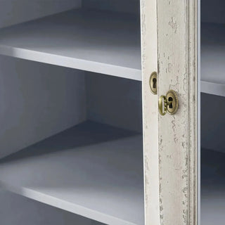 Giotto Antique Tall Display Cabinet Wood Side Storage Cabinet Bookcase with Glass Doors