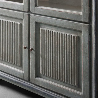Giotto Antique Tall Display Cabinet Wood Side Storage Cabinet Bookcase with Glass Doors