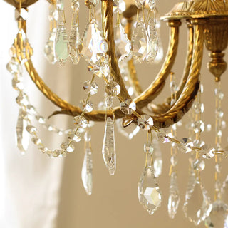 31X27 Inch 8 Lights Candle Style Traditional Chandelier Small Antique Brass and Crystal Chandelier