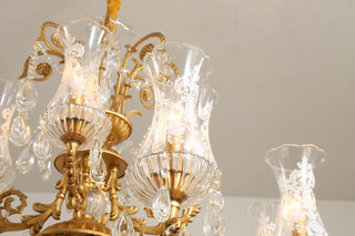 31X32 Inch 8 Lights Small Classical Candle Style Brass and Crystal Chandelier Lighting