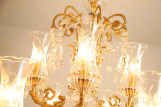 31X32 Inch 8 Lights Small Classical Candle Style Brass and Crystal Chandelier Lighting