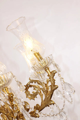 31X32 Inch 8 Lights Small Classical Candle Style Brass and Crystal Chandelier Lighting