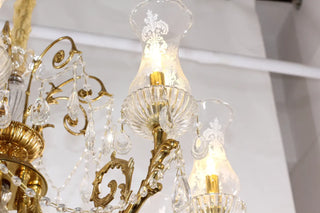 31X32 Inch 8 Lights Small Classical Candle Style Brass and Crystal Chandelier Lighting
