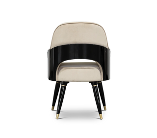 Collins with Armrest II Velvet Luxury Lacquered Dining Chair
