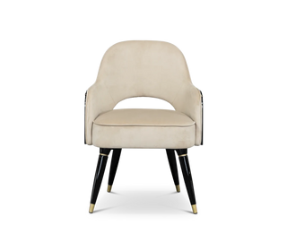 Collins with Armrest II Velvet Luxury Lacquered Dining Chair
