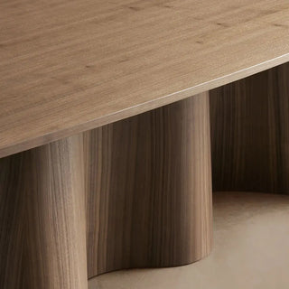 Cortina Boat-Shaped Dining Table (American Walnut): Modern Texture-Style Dining Room Meal Table