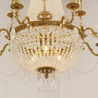 33X33 Inch French Empire Brass and Crystal Chandelier