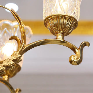 33X25 Inch 6 Lights Small Antique Copper Chandelier Light with Glass Shades