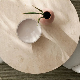 Cruz Outdoor Round Marble Dining Table - Modern Indonesian Natural Stone Patio Table