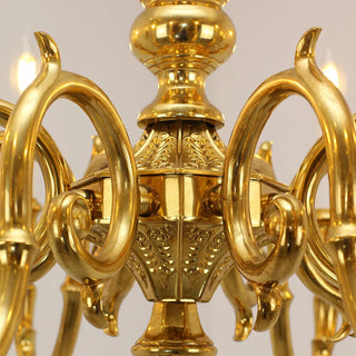 35X18 Inch 8 Lights Vintage French Gold Brass Chandelier for Master Bedroom