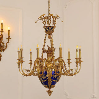 35X41 Inch 9 Lights Baroque Style Cast Copper Angles Antique French Empire Brass Chandelier