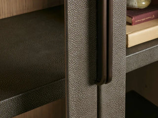 Harrow Charbon Faux Shagreen Tall Display Cabinet - Solid Beech Wood with Adjustable Shelves