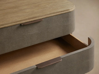 Harrow Faux Shagreen 3-Drawer Nightstand Solid Wood Floating Base