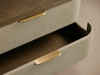 Harrow Faux Shagreen 3-Drawer Nightstand Solid Wood Floating Base