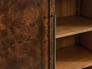 Hattie Burl Glass Cabinet Tall display Case Wood Storage Cabinets