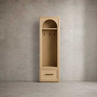 Hattie Oak Wood Entryway Tall Storage Cabinet with Hooks