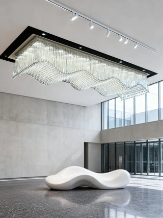 36X192 Inch Custom Wave Shaped Modern Chandelier Oversized Flush Mounted Chandelier for Hallway