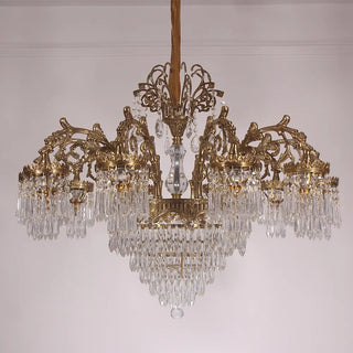 37 Inch Wide French Empire Style Brass Crystal Chandelier Gold Living Room Chandelier