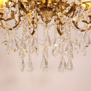 37X31 Inch 12-Light Candle Style Antique Brass Crystal Chandelier – Ideal for Dining Room & Foyer High Ceilings