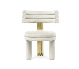 Kerr Tiered Velvet Polished Brass Dining Chair
