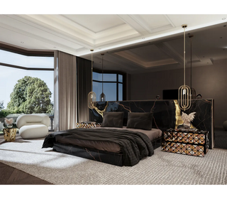 Lapiaz Kintsugi Velvet Polished Gold Luxury Headboard