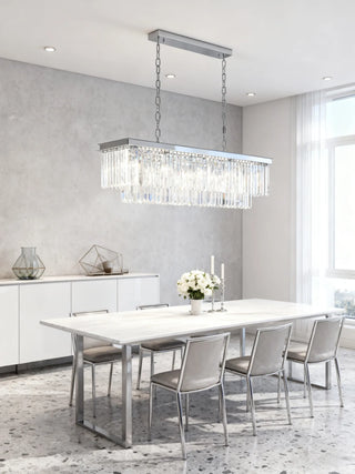 40 Inch Rectangle Chandelier Modern Crystal Chandelier Lighting for Dining Room