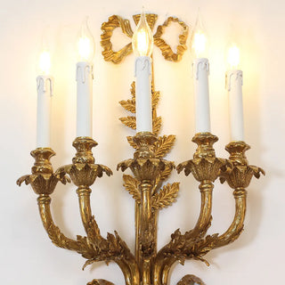 40 Inch Tall Brass Wall Sconce 5 Lights Retro Copper Wall Lamp