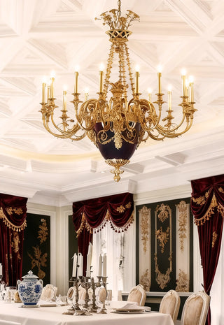 40X51 Inch 15 Lights Baroque Style Cast Copper Angles Antique French Empire Brass Chandelier