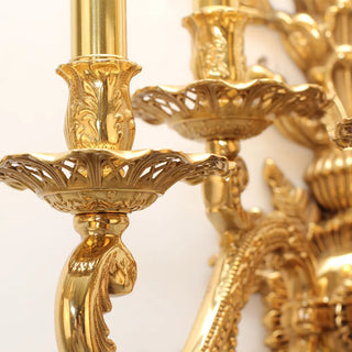 41 Inch Tall French Retro Brass Wall Sconce 5 Lights European Style Copper Wall Lamp