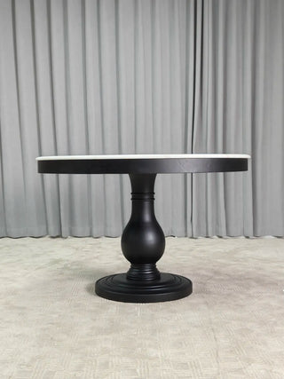 Luca Round Natural Stone Dining Table | Solid Pine Base Rustic Modern Dining Furniture