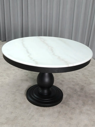 Luca Round Natural Stone Dining Table | Solid Pine Base Rustic Modern Dining Furniture