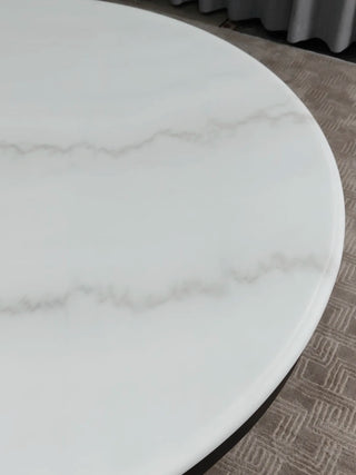 Luca Round Natural Stone Dining Table | Solid Pine Base Rustic Modern Dining Furniture