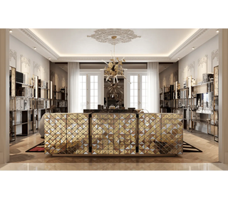 Luxury Anodized Metal Sideboard Cabinet with Pixel-Inspired Design & Hidden Storage