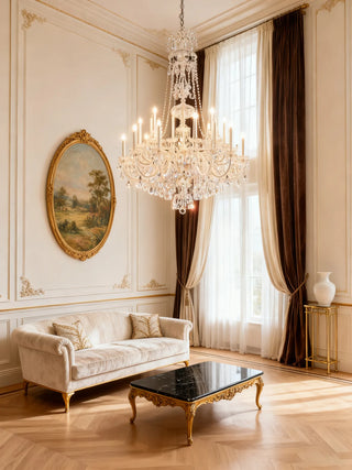 42 Lights Big Glass Chandelier for Hallway 59"W 75"H