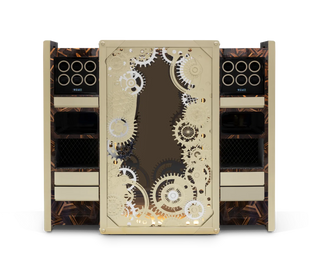 Luxury Baron Safe with Electric Opening System, Gold-Plated Brass & Walnut Root Interior