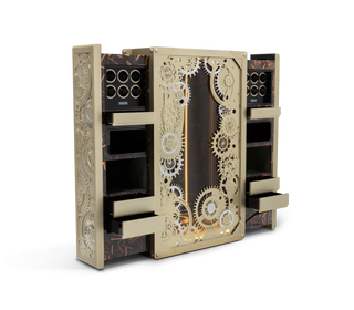 Luxury Baron Safe with Electric Opening System, Gold-Plated Brass & Walnut Root Interior