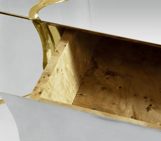 Luxury Black Gold Sideboard Cabinet with Sculptural Cracked Design