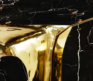 Luxury Black Gold Sideboard Cabinet with Sculptural Cracked Design